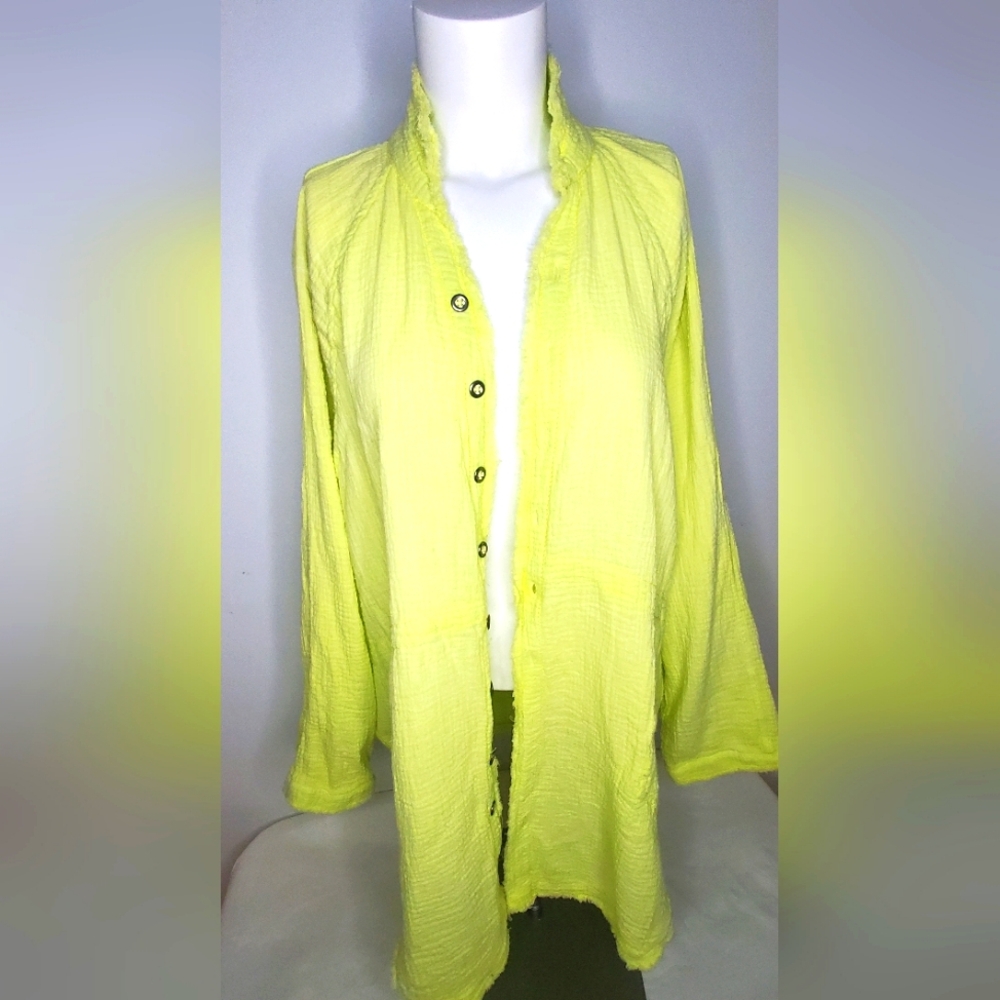 Free People Size S-We The Free Collection Soft Yellow Cotton Gauze Textile - Picture 2 of 9